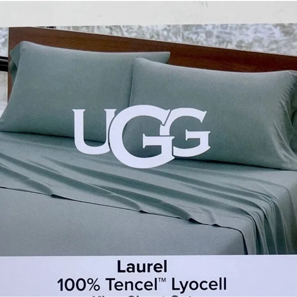 UGG Laurel 100% Tencel Lyocell 3 Pc Twin Sheet Set Sidewalk Solid OEKO-TEX NWT